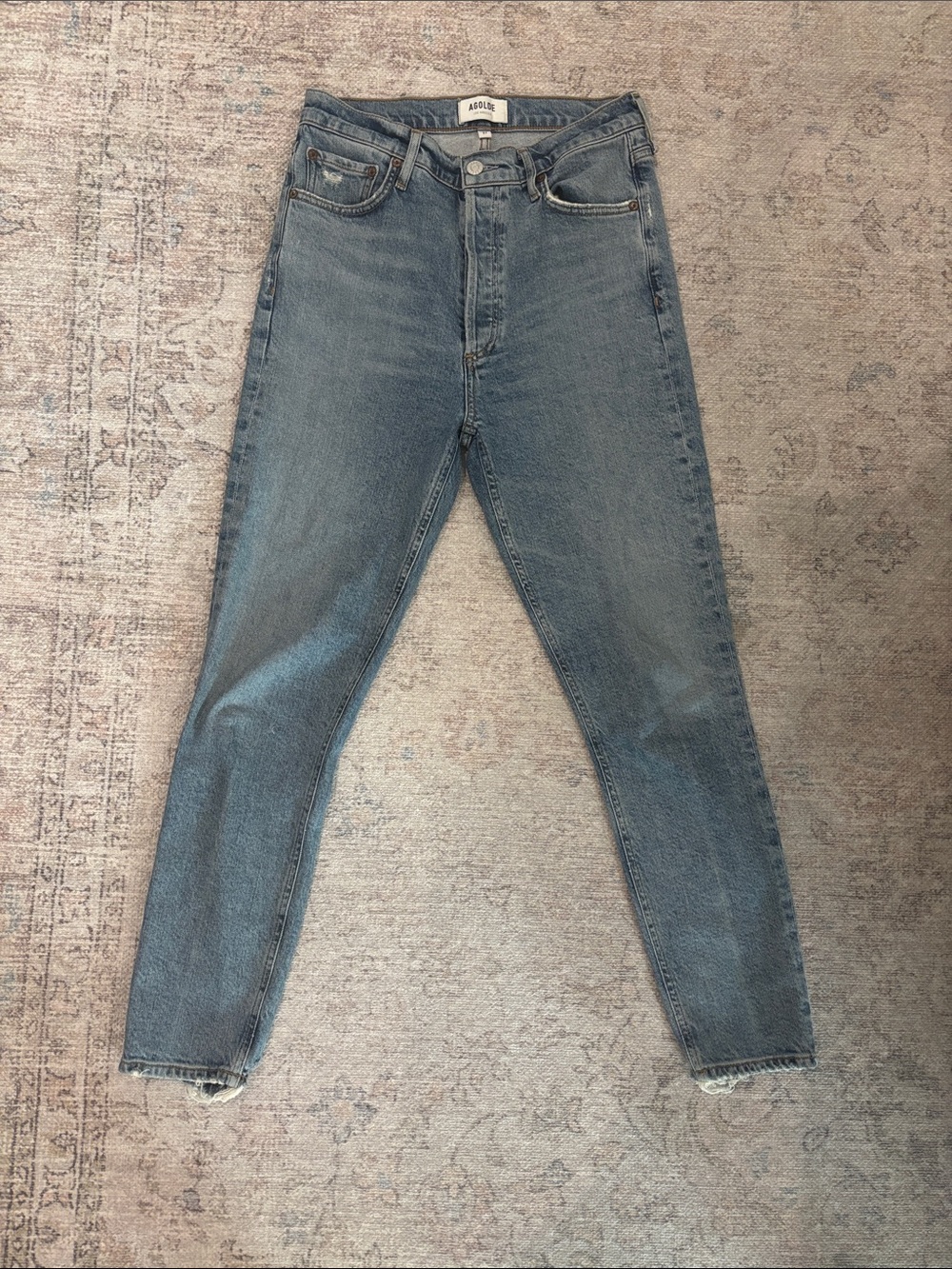 Agolde Straight Leg Jeans in Faded Blue Wash